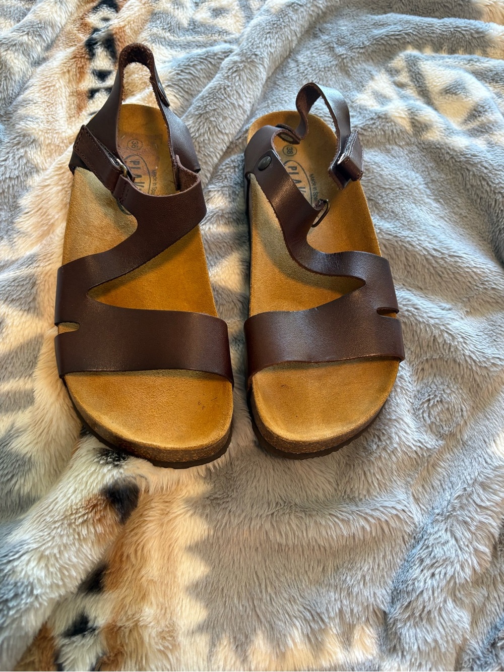 Brown Leather Slingback Sandals - Women